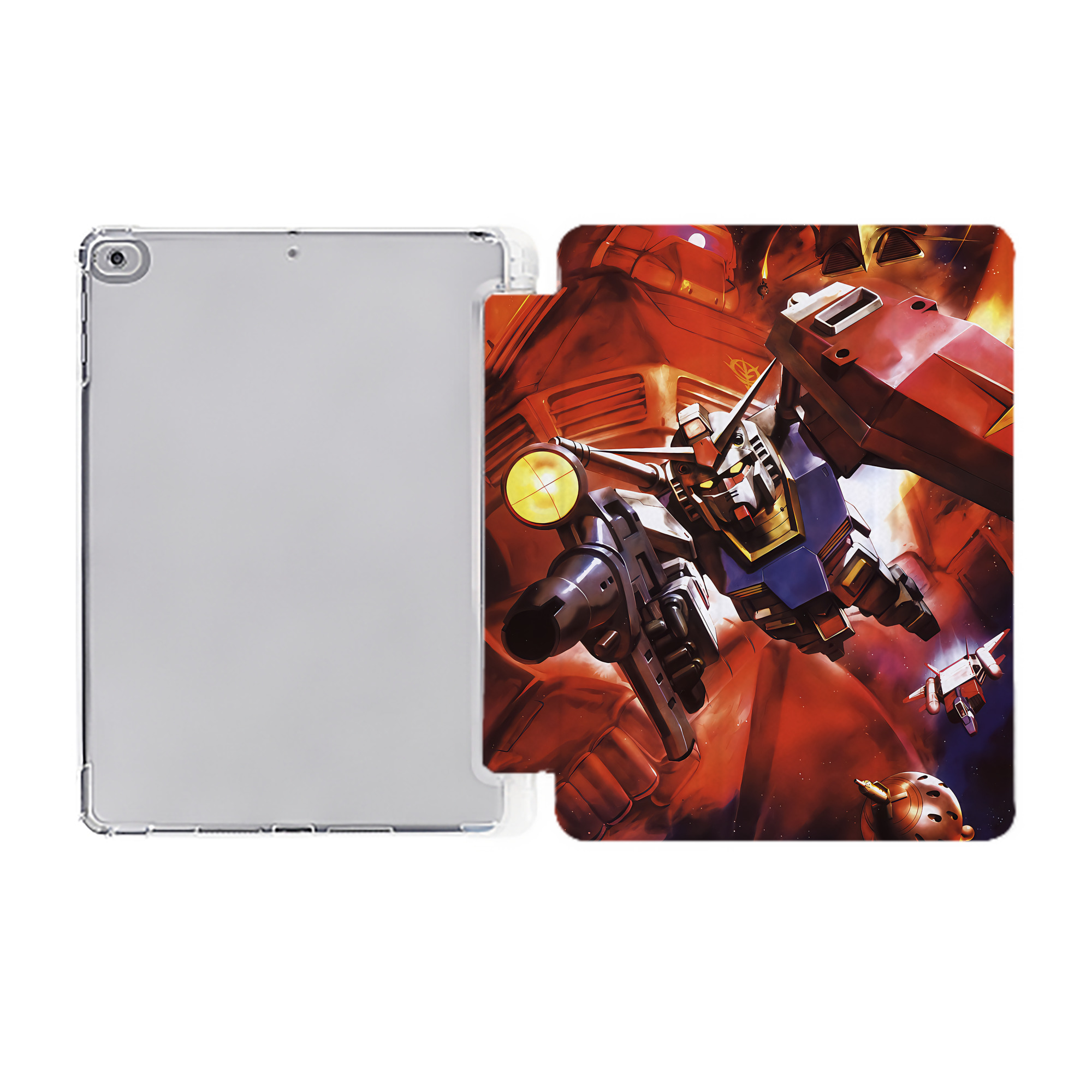 （画像用） 機動戦士ガンダム Mobile Suit Gundam IPad ケース ペン収納付き 三つ折りスタンド PUレザー×シリコン 対応機種9.5/10.5/10.9インチ